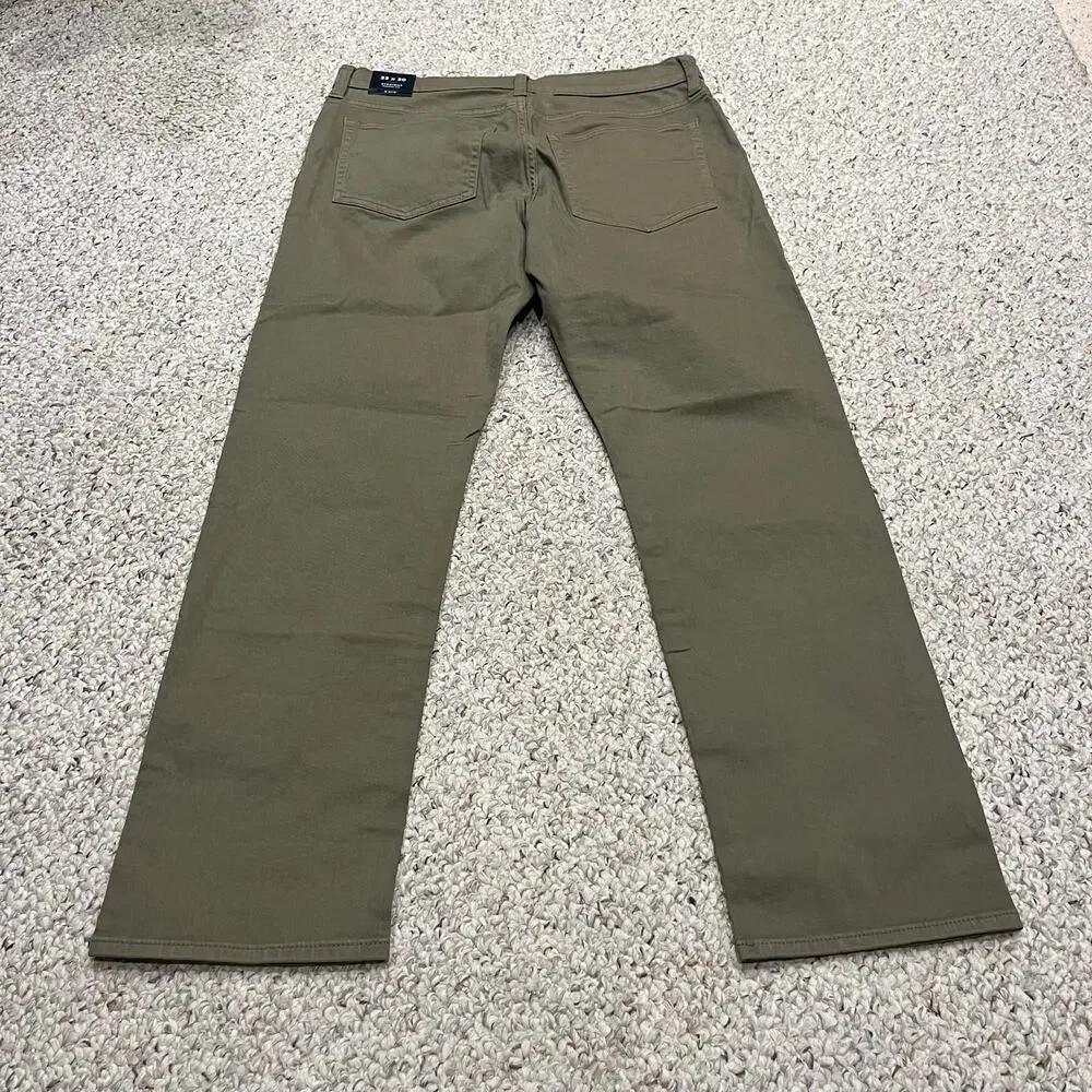 NEW J Crew Flex Straight Fit Garment Dye 5 Pocket Jean 32x30 Mens Green Preppy